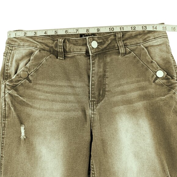 FLAMINGALS Brown Wide Leg Jeans Women’s Size Large Stretch Denim Distressed - Picture 13 of 15